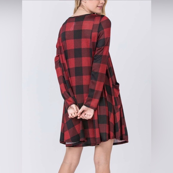 Eggs by èloges Causal Red Buffalo Check A-Line Dress - size Large - Picture 4 of 12